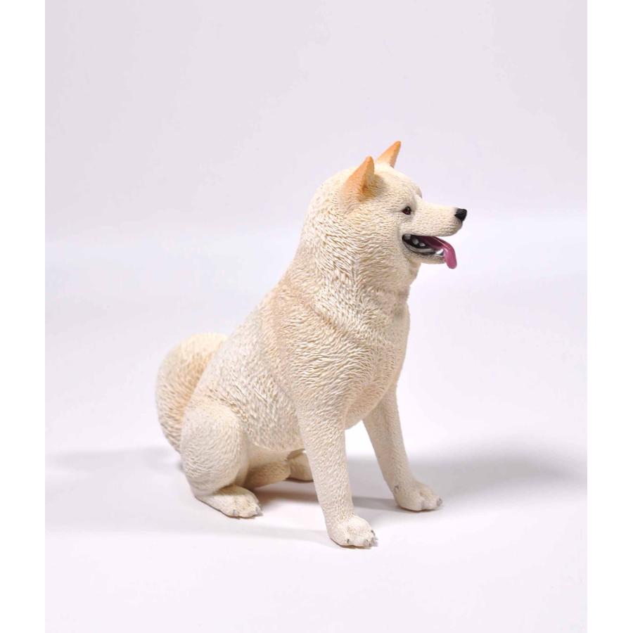 1/6サイズ 笑う柴犬 微笑みイヌ 白柴リアルフィギュア動物彫像置物