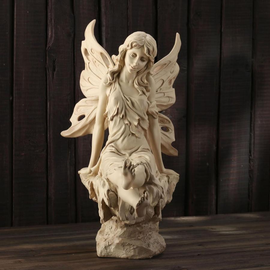 足先に蝶を止まらせた妖精の彫像 高さ36cmアートコレクション