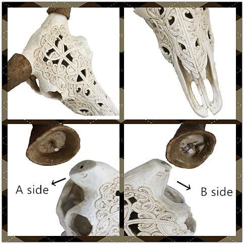 高さ 約48cm ターコイズ色部族デザインが彫刻された牡牛の頭 高さ 約48cm ターコイズ色部族デザインが彫刻された牡牛の頭