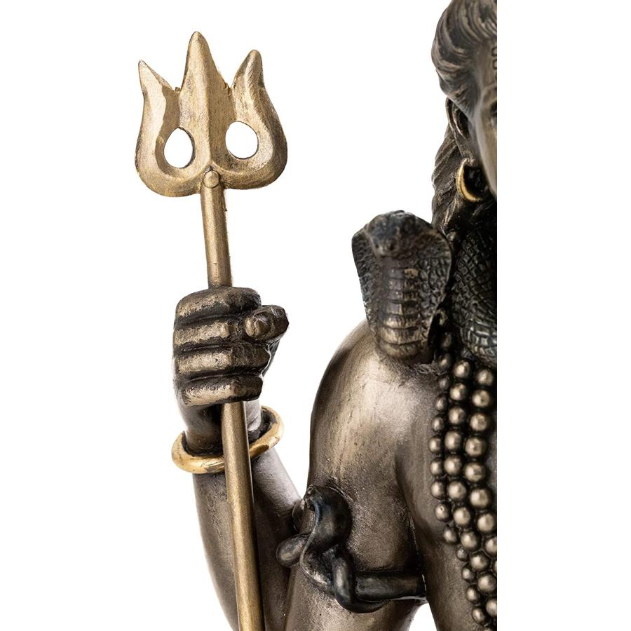蓮華座を組んで瞑想ポーズの、シヴァ神 悪の破壊者 ヒンズー教 ブロンズ風仕上げ彫像(輸入品｜romando｜04