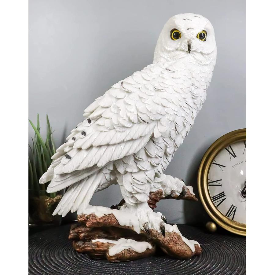 白い雪フクロウの彫像 高さ 約31cm 夜行性の鳥フクロウ彫刻 白い雪フクロウの彫像 高さ 約31cm 夜行性の鳥フクロウ彫刻