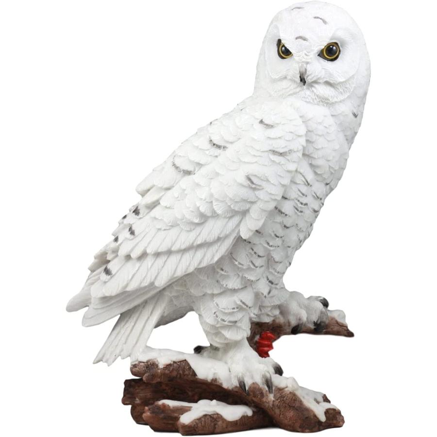 白い雪フクロウの彫像 高さ 約31cm 夜行性の鳥フクロウ彫刻 白い雪フクロウの彫像 高さ 約31cm 夜行性の鳥フクロウ彫刻