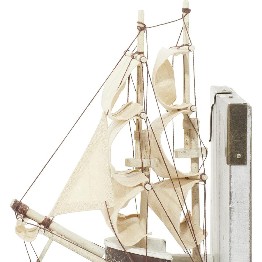帆船ブックエンド彫像 本物のボート・船の帆とマストを支える