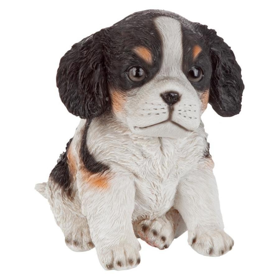 ブラック＆ホワイト色 キャバリア・キング・チャールズ・スパニエルの子犬彫像 パートナー・コレクション・ドッグ彫像 彫刻置物（輸入品）｜romando