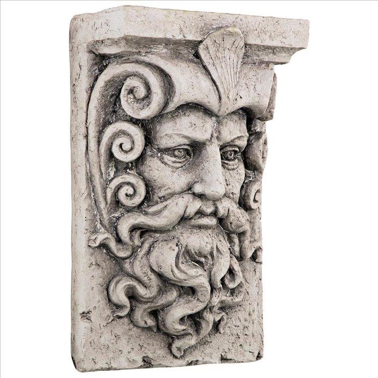 古代ギリシャの海の神、ポセイドン壁彫刻 彫像/ ガーデン 庭園 書斎