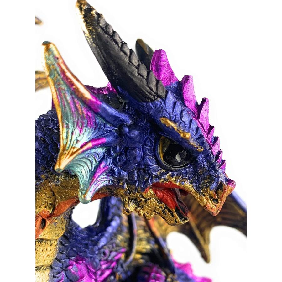 紫色のガラス製ドラゴン彫刻 ロック クリスタルキャバーン 中世のファンタジー・ドラゴン彫像 装飾