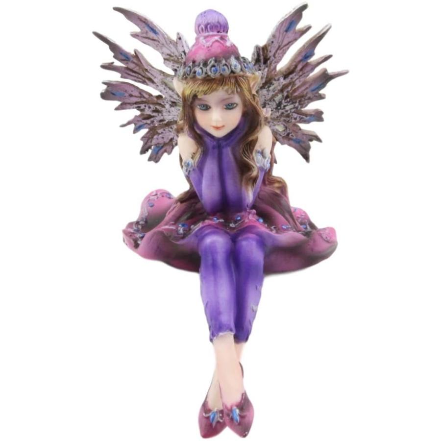 ピンクと紫の冬のイブニングガウンを着た雪の妖精 フェアリー装飾置物 
