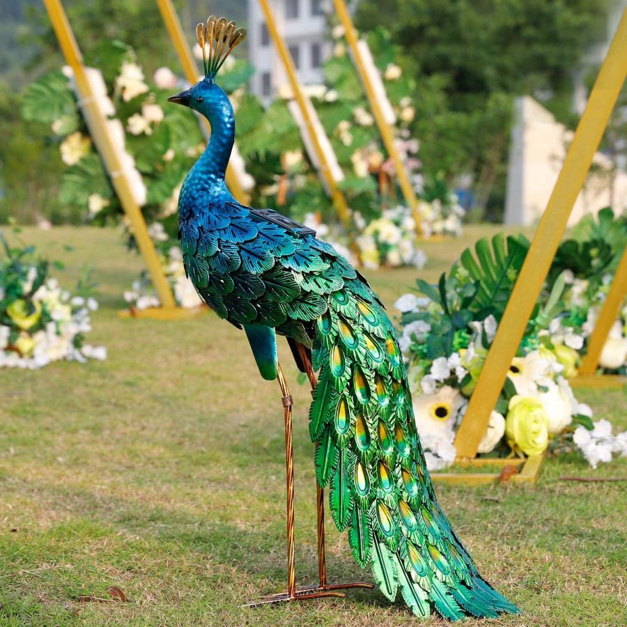 ソーラー付き ピーコック 孔雀像 ガーデン装飾彫像 金属メタル製 ソーラー付き ピーコック 孔雀像 ガーデン装飾彫像 金属メタル製