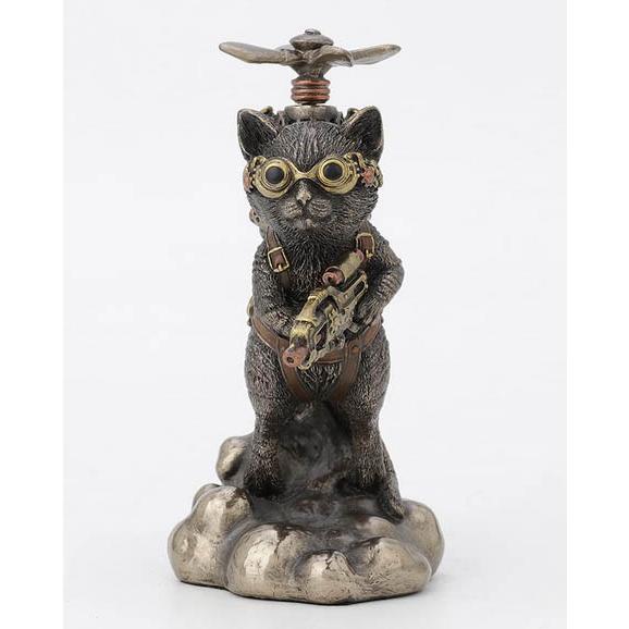 高さ 約14cm プロペラ・バックパックを、背負ったスチームパンク猫