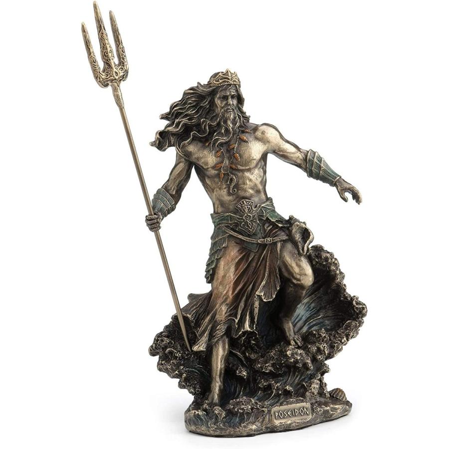 セール！即納！砕ける波の上に立つ古代ギリシャの神 ポセイドン彫像