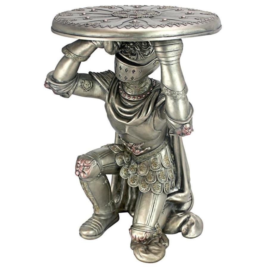 戦いに値する騎士の彫刻台座 ガラス・トップ テーブル彫像彫刻ゲーム