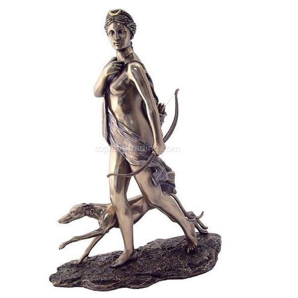 ダイアナ 狩猟の女神 ギリシャ神話 ブロンズ風仕上げ彫像（輸入品）｜romando