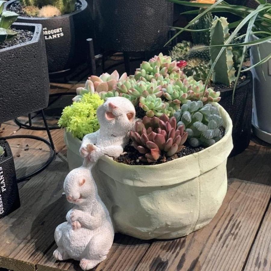 かわいいバニープランター装飾彫像 ウサギのフラワーポット かわいいバニープランター装飾彫像 ウサギのフラワーポット