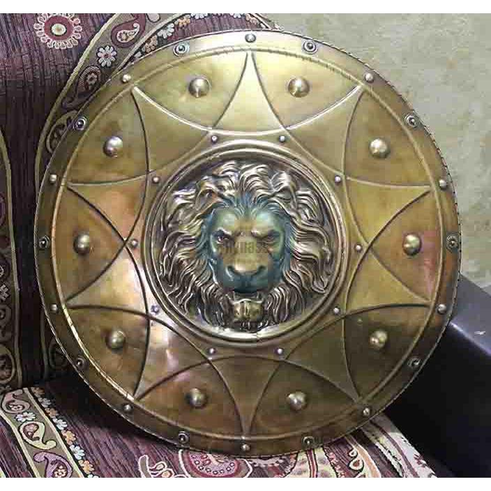 トロイ戦争 ライオンの飾りを付けた古代ギリシャのシールド楯 手作り