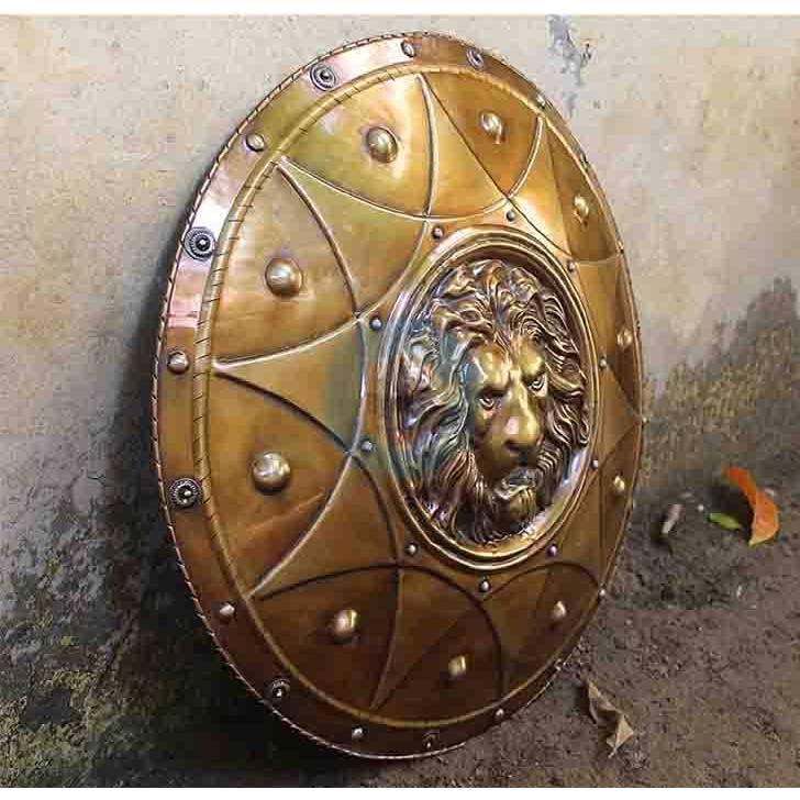 トロイ戦争 ライオンの飾りを付けた古代ギリシャのシールド楯 手作り