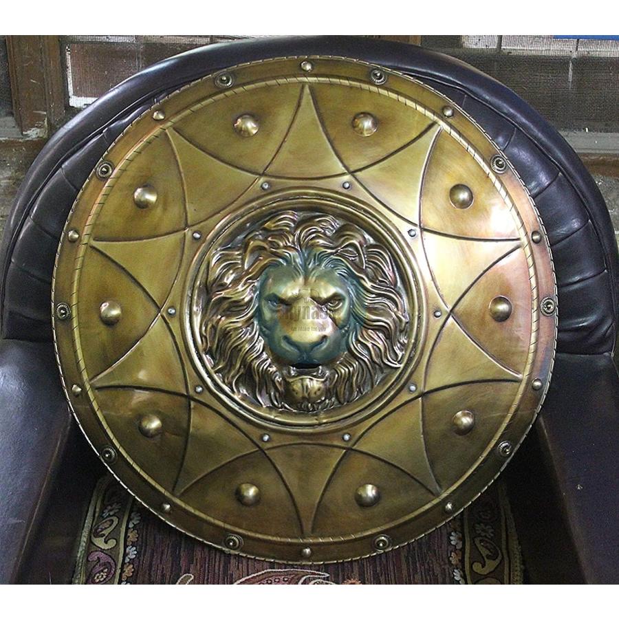 トロイ戦争 ライオンの飾りを付けた古代ギリシャのシールド楯 手作り