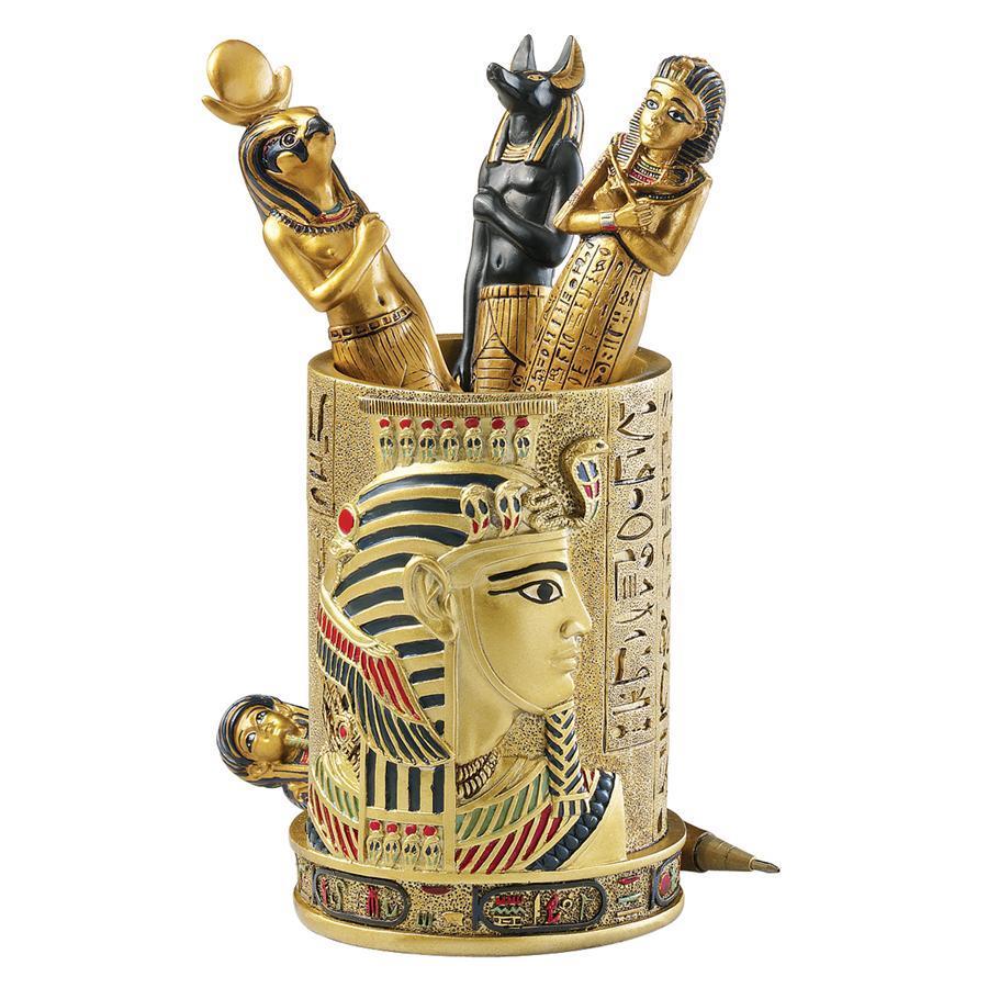 古代エジプトのファラオのペン容器カップ彫像: ツタンカーメン 古代エジプトのファラオのペン容器カップ彫像: ツタンカーメン