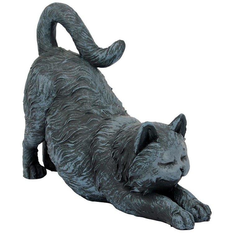 伸びをする、おどけた猫の彫像 ガーデン彫刻 庭園置物 玄関