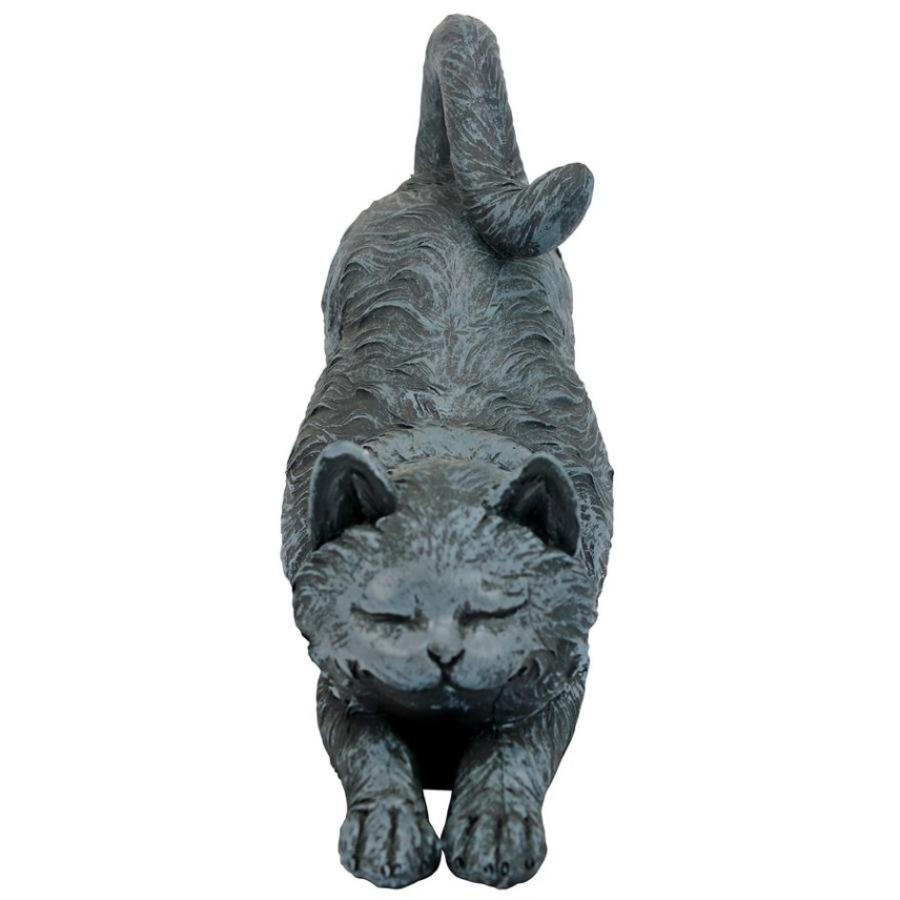 伸びをする、おどけた猫の彫像 ガーデン彫刻 庭園置物 玄関