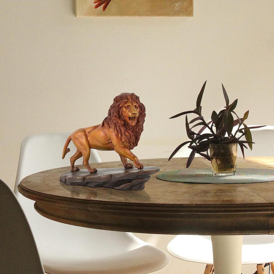 ブロンズ色 コパー純銅製 百獣の王ライオン彫像 彫刻 テーブル装飾