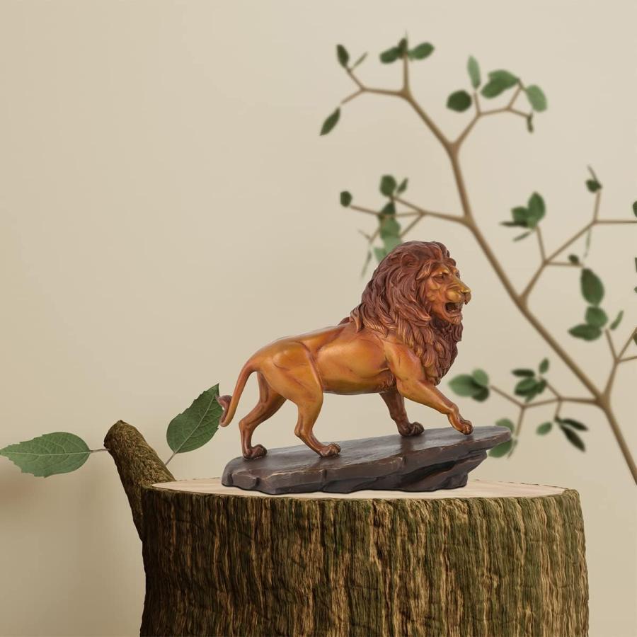 ブロンズ色 コパー純銅製 百獣の王ライオン彫像 彫刻 テーブル装飾