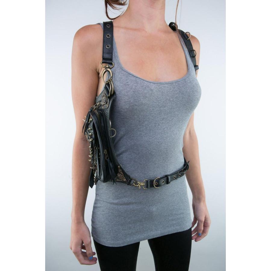 ロックレザー ショルダーバッグ ゴシック・レトロ スチームパンク風ウエストパック ショルダー・バッグ ギフト贈り物 、合成皮革輸入品 ロックレザー ショルダーバッグ ゴシック・レトロ スチームパンク風