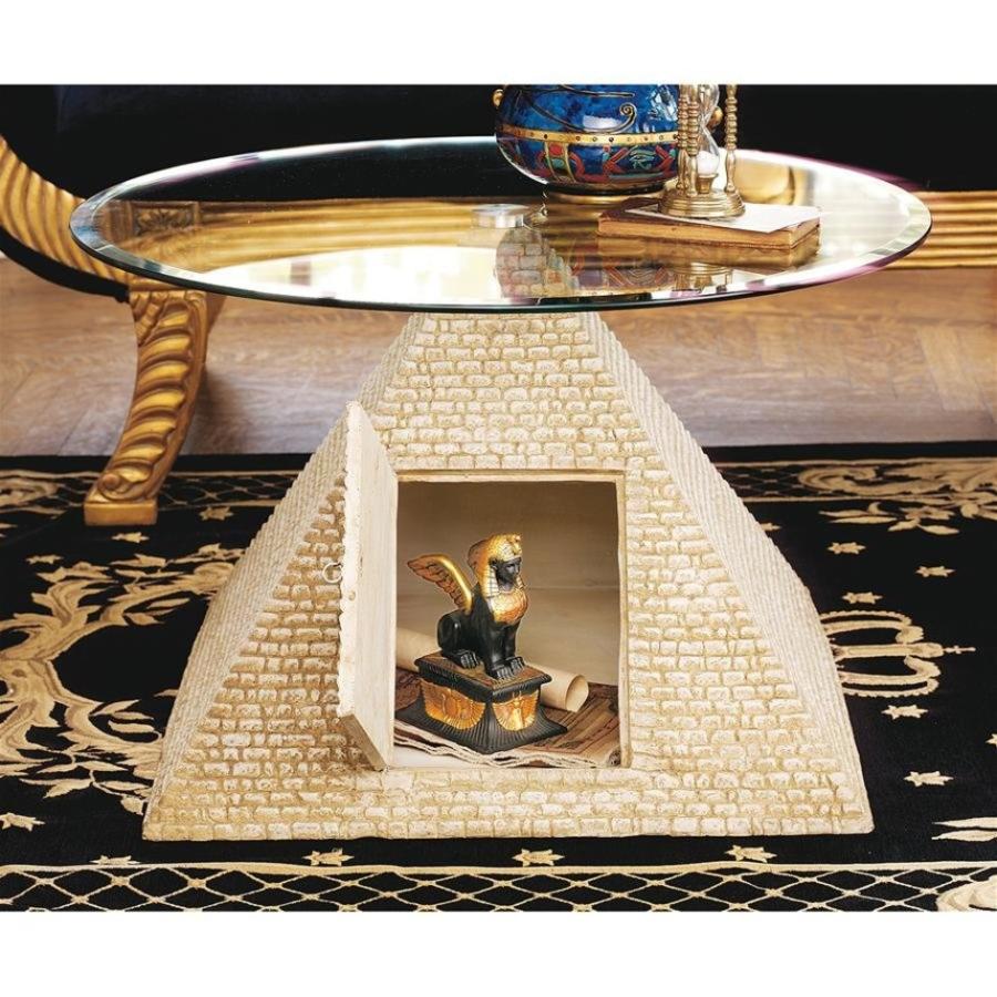 エジプトのギザの大ピラミッドの彫刻台座 ガラス天板テーブル エジプトのギザの大ピラミッドの彫刻台座 ガラス天板テーブル