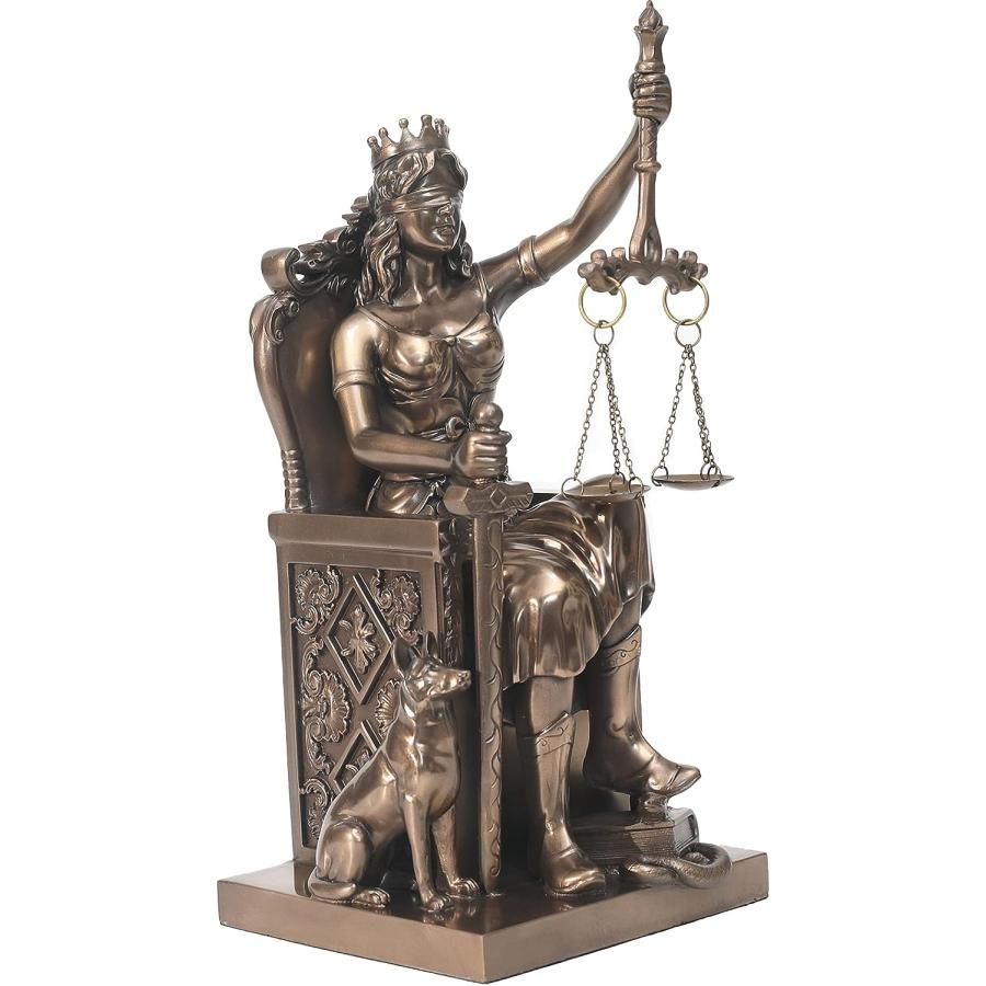 正義の女神テミス(テーミス)彫像 王冠を被った玉座の女神 法律の正義を