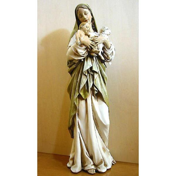 子羊と聖母子（聖母マリアとキリスト）彫像 彫刻/高さ約30ｃｍ/ カトリック教会 祭壇(輸入品｜romando