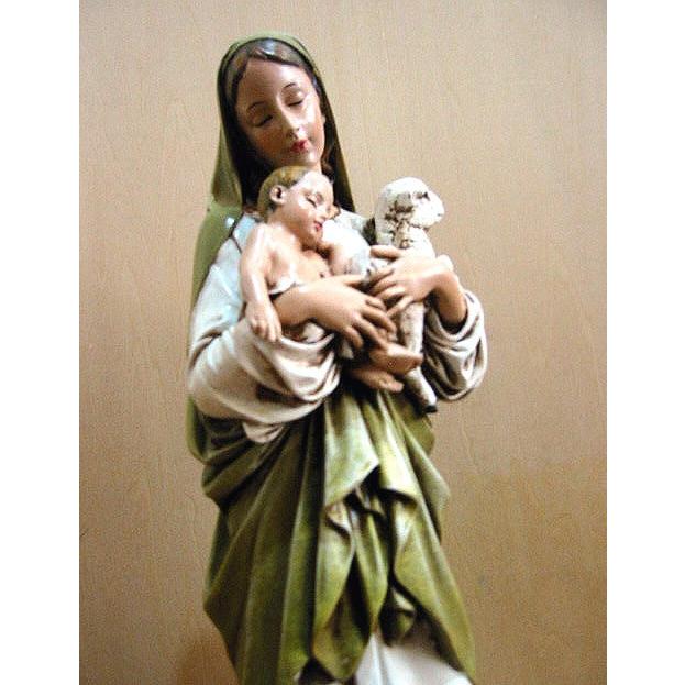 子羊と聖母子（聖母マリアとキリスト）彫像 彫刻/高さ約30ｃｍ/ カトリック教会 祭壇(輸入品｜romando｜05