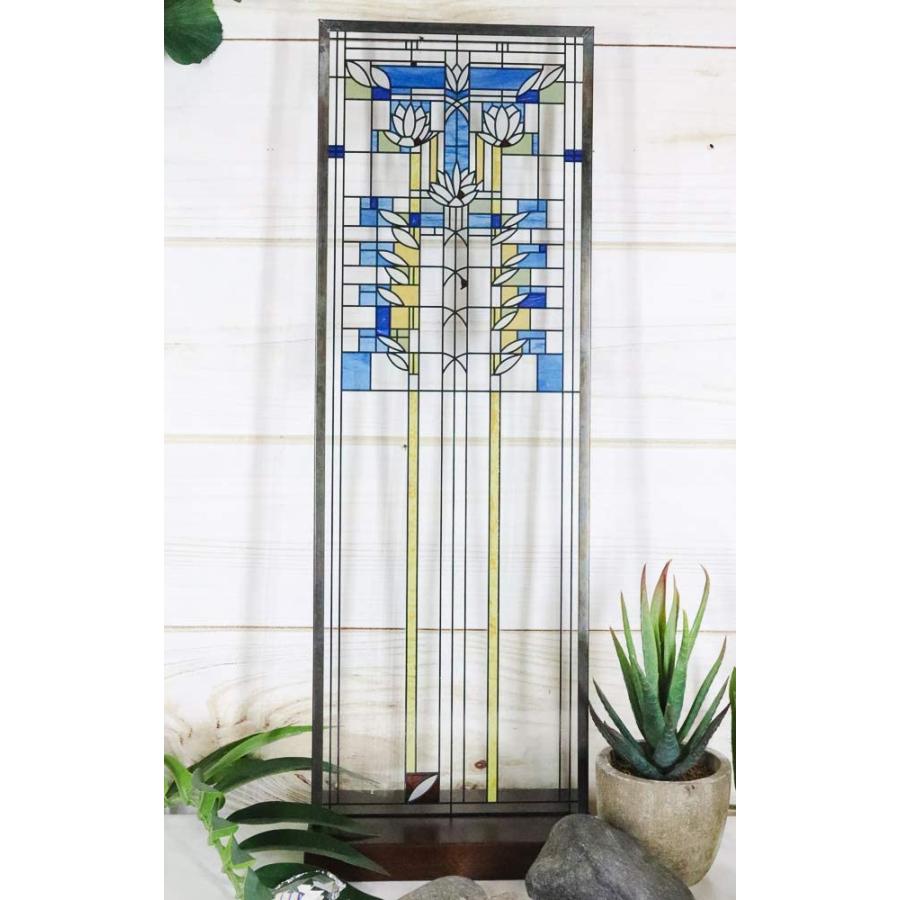 フランク・ロイド・ライト ヴィンテージ ステンドグラス 睡蓮 華 縦型 大型 フランク・ロイド・ライト ヴィンテージ ステンドグラス 睡蓮 華