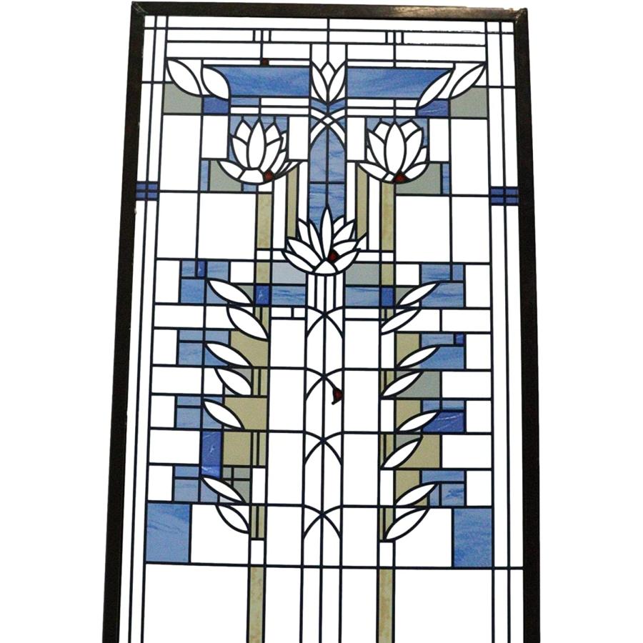 フランク・ロイド・ライト ヴィンテージ ステンドグラス 睡蓮 華 縦型 大型 セール！即納！フランク・ロイド・ライト財団公認「睡蓮