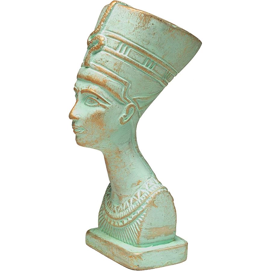 緑青仕上げ -古代エジプト ネフェルティティ女王 胸像 彫刻-高さ 約12.7ｃｍ エジプト製彫像 贈り物(輸入品） |  | 01