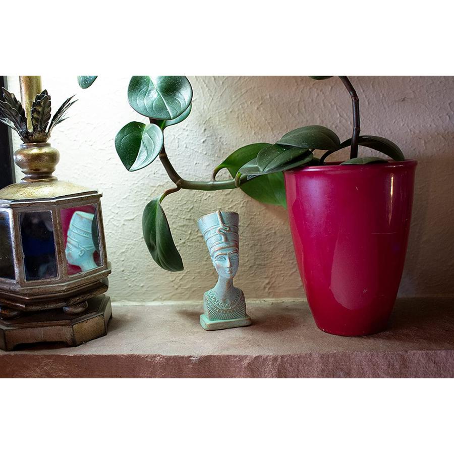 緑青仕上げ -古代エジプト ネフェルティティ女王 胸像 彫刻-高さ 約12.7ｃｍ エジプト製彫像 贈り物(輸入品） |  | 02