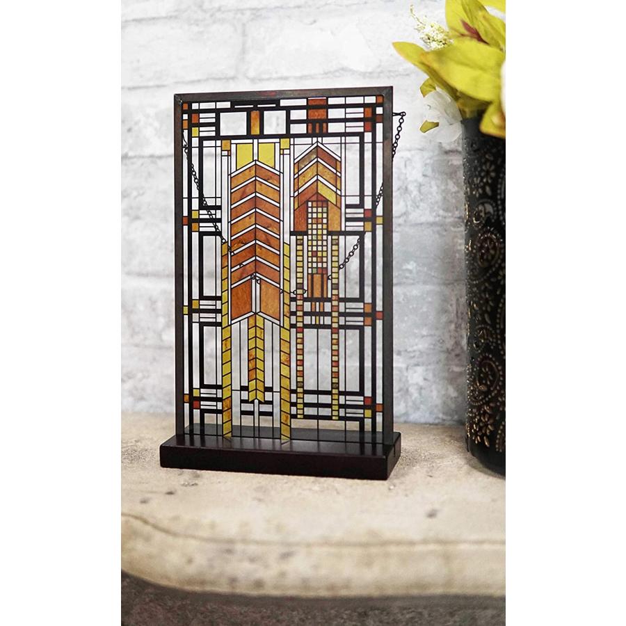 セール！即納！フランクロイドライト秋のウルシステンドグラスアートメタルフレーム壁掛けスーザン・ローレンスダナハウス輸入品 |  | 07