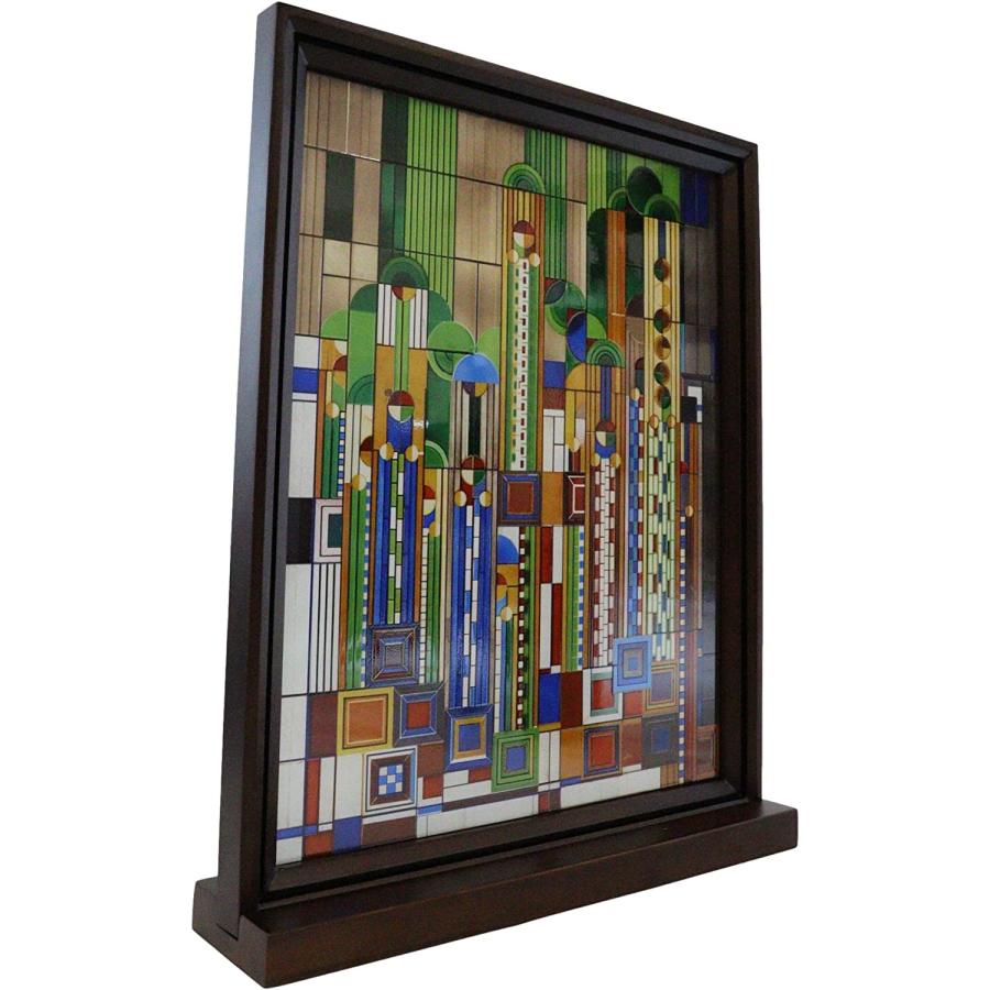 フランク・ロイド・ライト ヴィンテージステンドグラス 大型木製フレーム アリゾナ フランク・ロイド・ライト ヴィンテージステンドグラス 大型木製