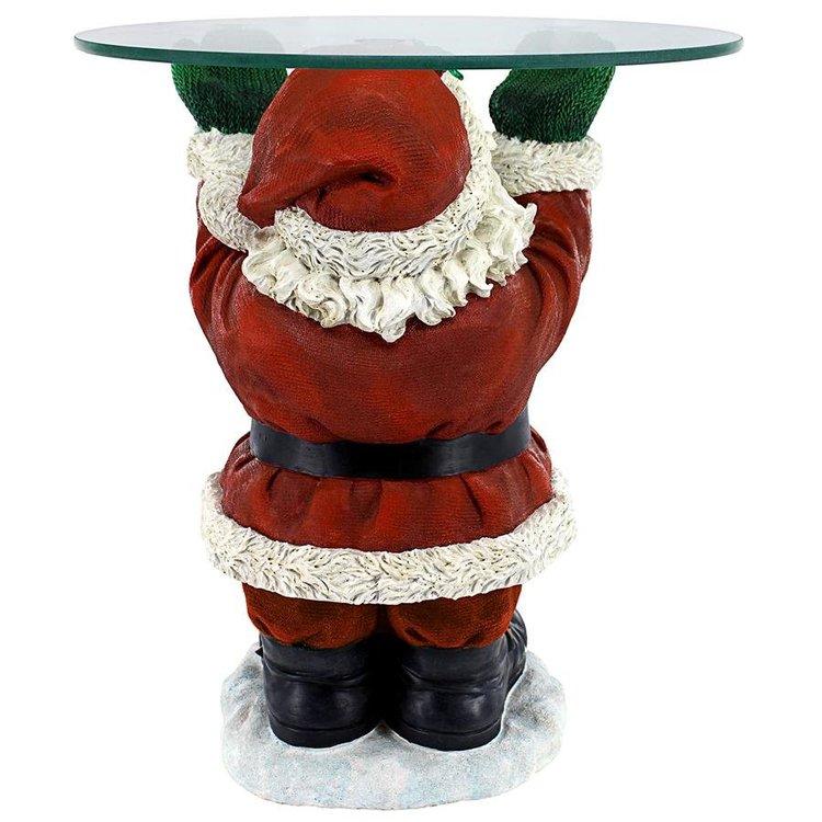 サンタクロースの台座彫像 ガラストップのホリデーテーブル クリスマス彫刻 スノーホワイト アートフィギュア贈り物 輸入品_4