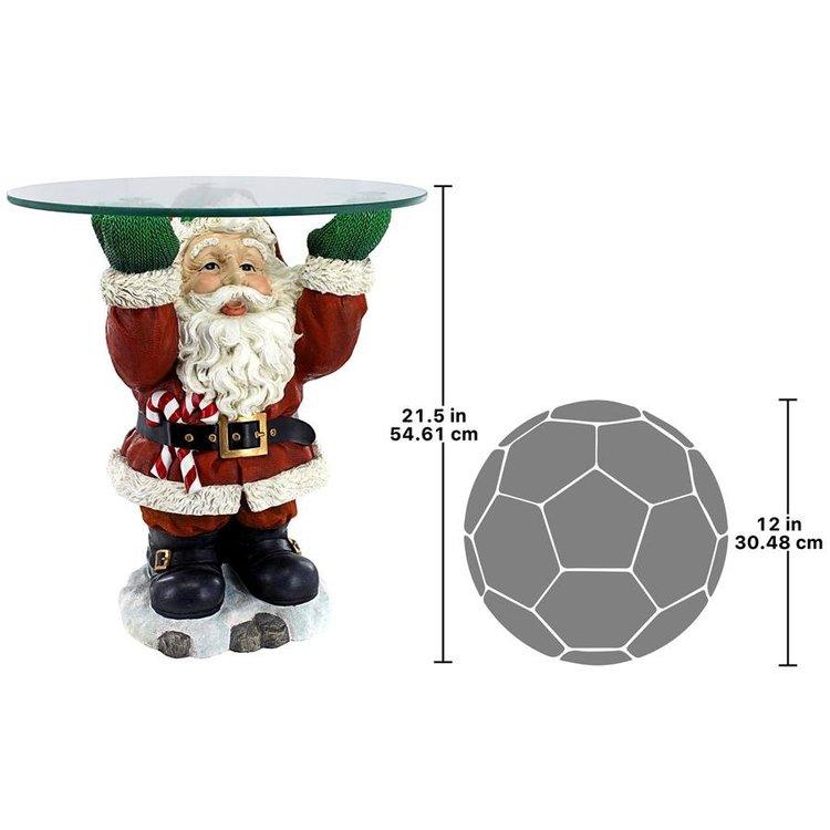 サンタクロースの台座彫像 ガラストップのホリデーテーブル クリスマス彫刻 スノーホワイト アートフィギュア贈り物 輸入品_6