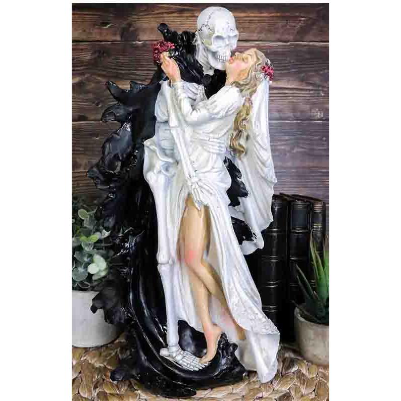 結婚式の花嫁と死の天使 死神とのキス彫像フィギュア真実の愛は死な