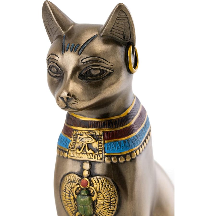 古代エジプト猫神像 座るバステト神 彫像 彫刻オブジェ ブロンズ風 