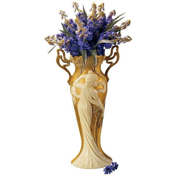 19世紀アールヌーボー調 アイボリーとゴールドの葉であしらわれた花瓶 女性彫刻 置物美術 輸入品 T8a006 浪漫堂ショップ 通販 Yahoo ショッピング