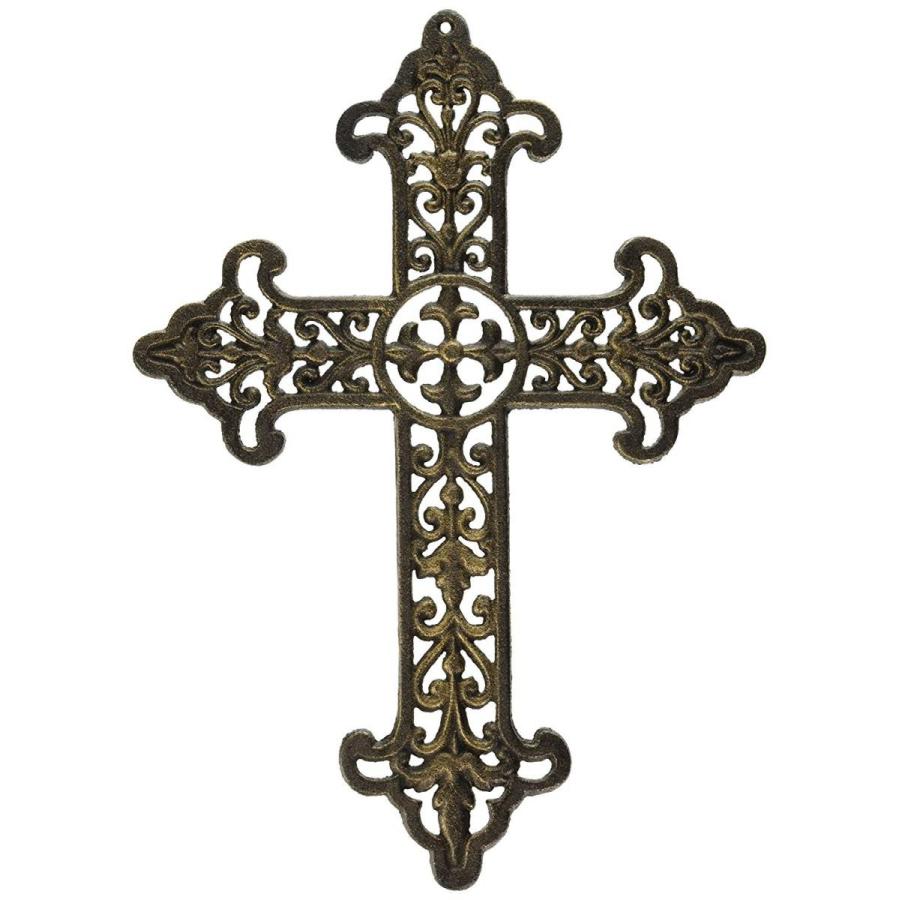 西洋彫刻 ヨーロッパ式壁掛け用十字架クロス キリスト教美術 百合の花の十字架 インテリア彫像/カトリック教会(輸入品 :t8a014:浪漫堂
