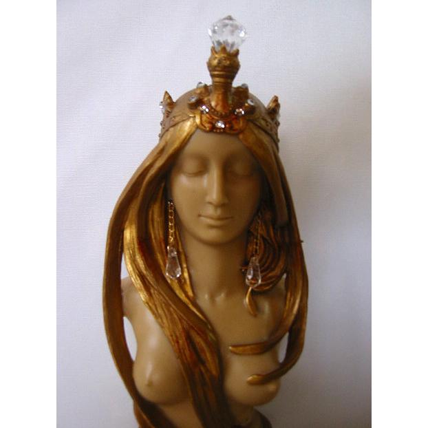 アールヌーボー ゴールド仕上げの女性彫像(胸像) ミュシャ作 「ラ・ナチュール」彫刻か(輸入品 ゴールド仕上げの女性彫像 胸像 ミュシャ作 ラ ナチュール 輸入品