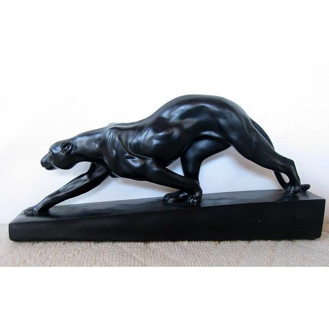 パンサー 黒豹 ヒョウ 豹 アールデコ調 彫刻 彫像/ 書斎インテリア