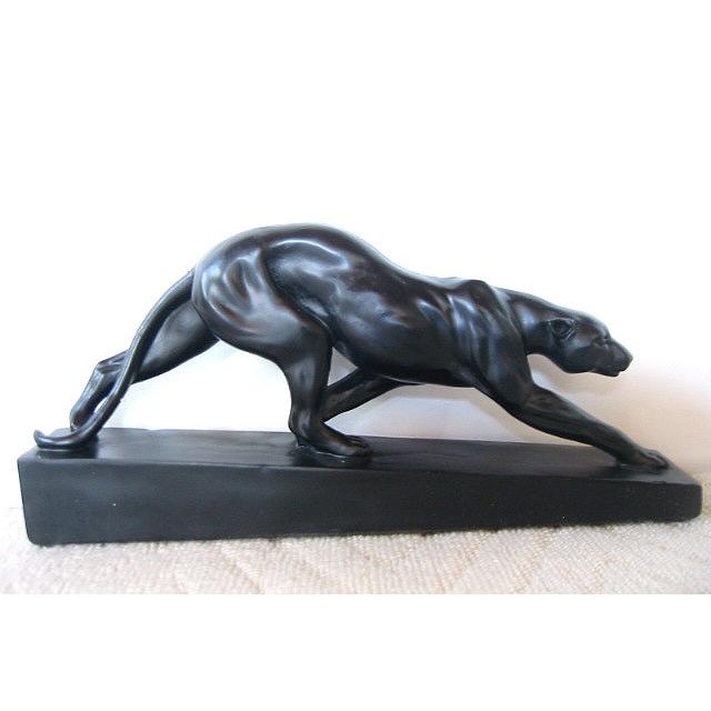 パンサー 黒豹 ヒョウ 豹 アールデコ調 彫刻 彫像/ 書斎インテリア