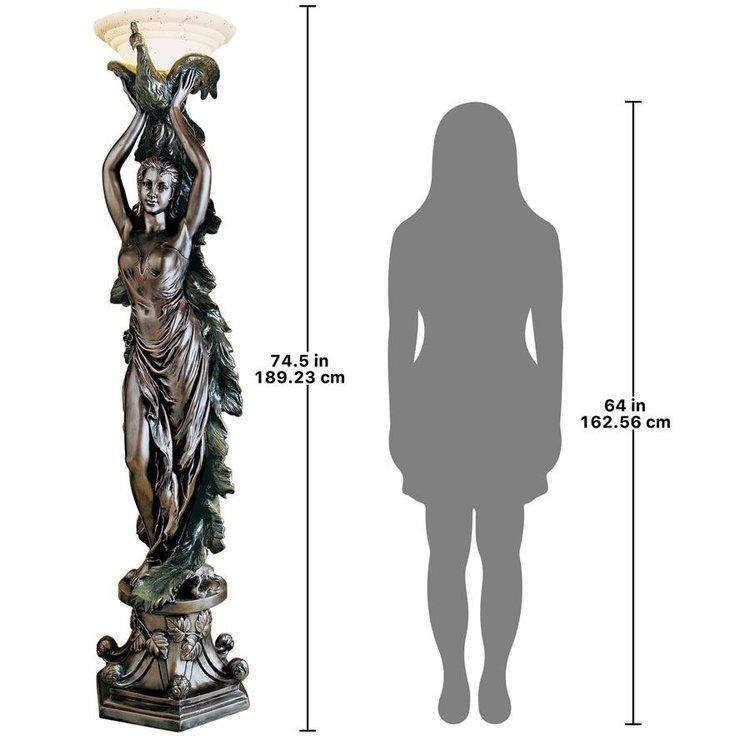 孔雀の女神 トルキエール彫刻台座フロアランプ彫像 孔雀の女神 トルキエール彫刻台座フロアランプ彫像
