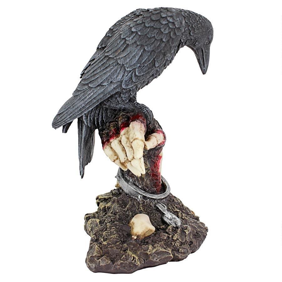 大鴉（カラス）の止まり木になったゾンビの手 彫像 彫刻オブジェ 鳥