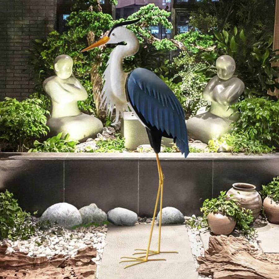 パティオ ガーデン用 アオサギ（青鷺）金属製彫像 庭園芝生置物装飾