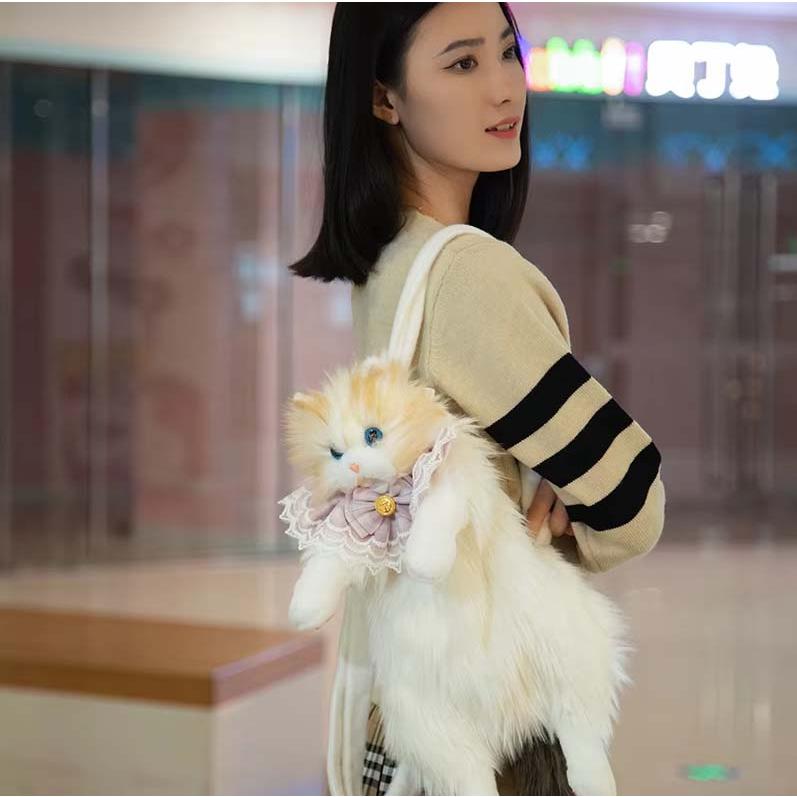 即納！ハンドメイド リアルな猫型リュック 猫のぬいぐるみペット好きな