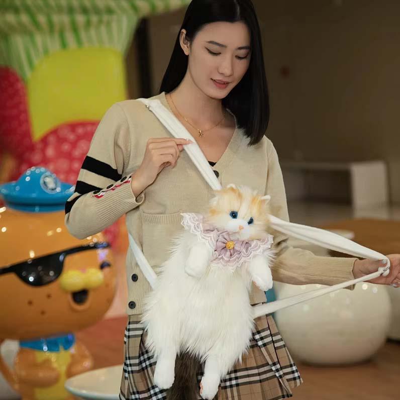 即納！ハンドメイド リアルな猫型リュック 猫のぬいぐるみペット好きな 